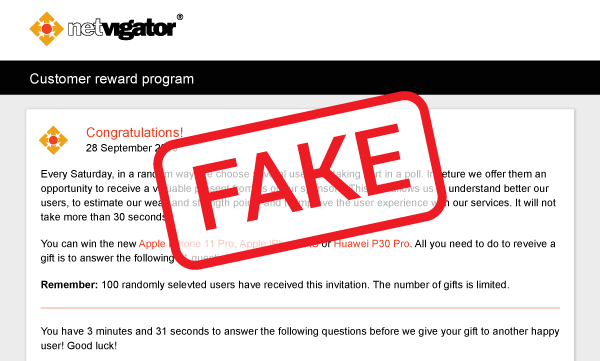 Beware of fraudulent Customer Reward Program